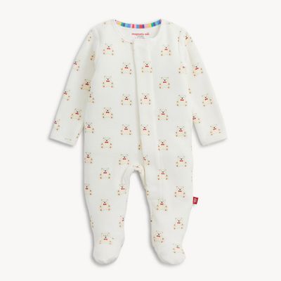 Magnetic Me  "Teddy Bows" eco friendly velour magnetic footie-