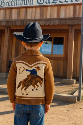 Me &amp; Henry cotton blend YEEHAW cardigan sweater