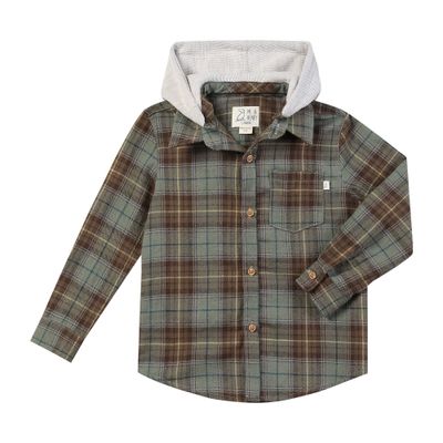 Me &amp; Henry cotton blend Erin removable hooded plaid flannel shirt