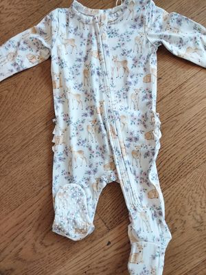 Angel Dear bamboo floral deer- footie w/2 way zipper