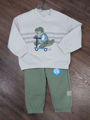 New Fall Mayoral dinosaur on scooter sweatshirt/pant set