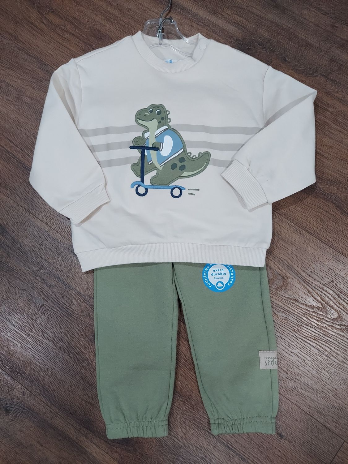 New Fall Mayoral dinosaur on scooter sweatshirt/pant set