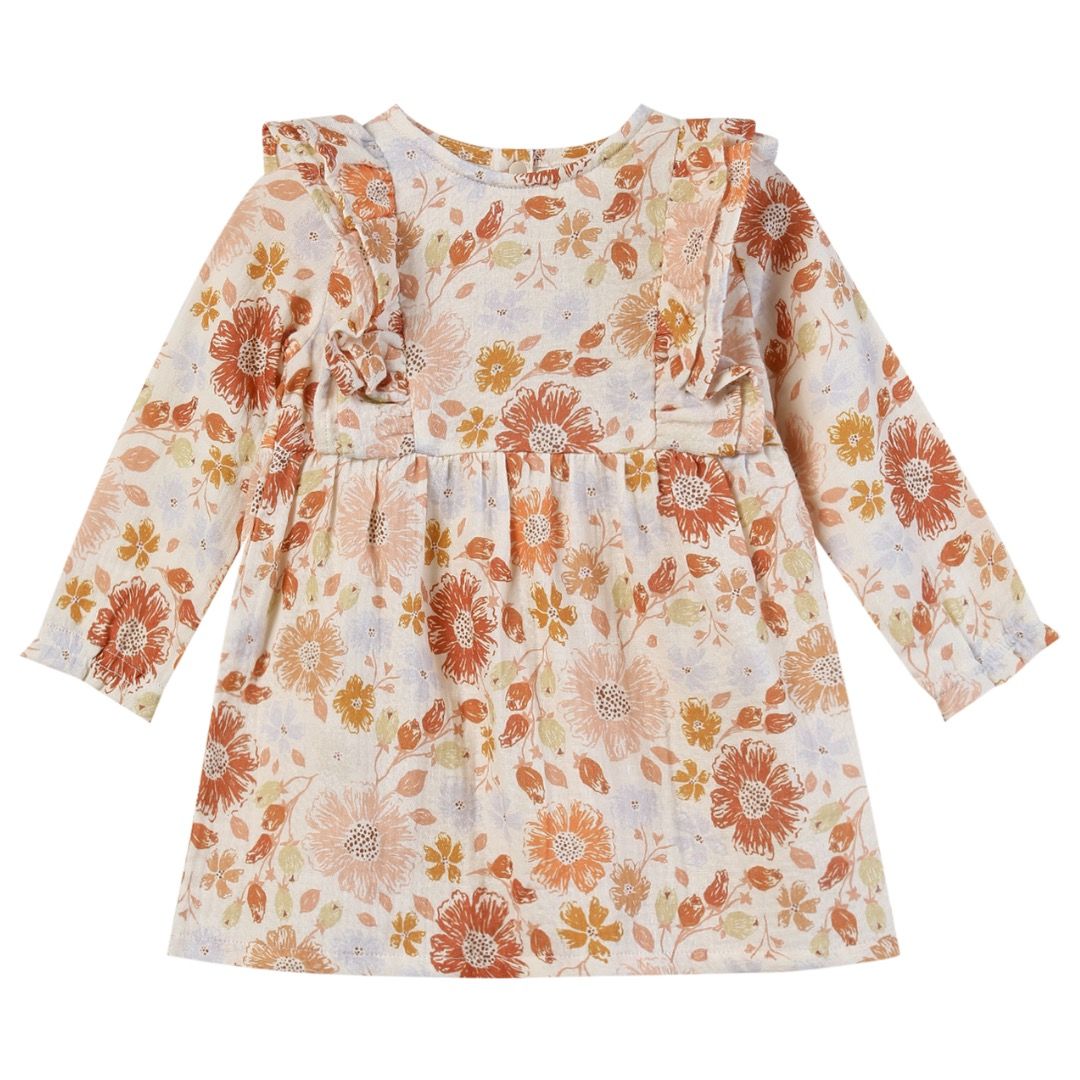 Vignette Piper "Fall Blooms" ruffle shoulder dress