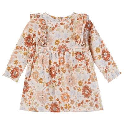 Vignette Piper "Fall Blooms" ruffle shoulder dress
