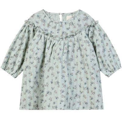 Vignette June  Dusty teal floral" ruffle bodice dress