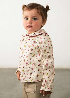 New Fall Mayoral floral/acorn collared blouse- buttons down the back