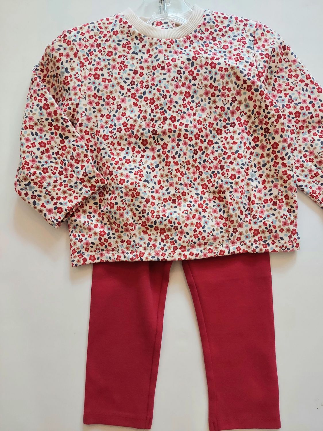 New Fall Mayoral red floral sweatshirt/red leggings set