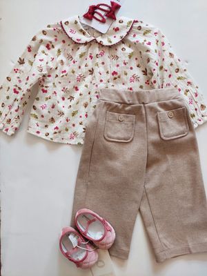 New Fall Mayoral beige winter pants-front pockets- elastic waist with adjustable elastic inside