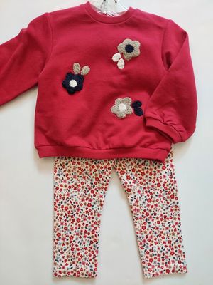 New Fall Mayoral red sweatshirt/floral leggings set