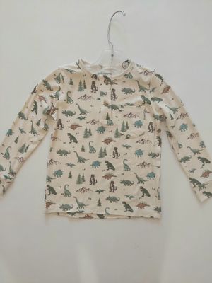 Baby Sprouts bamboo long sleeve henley top with the all over Dino print