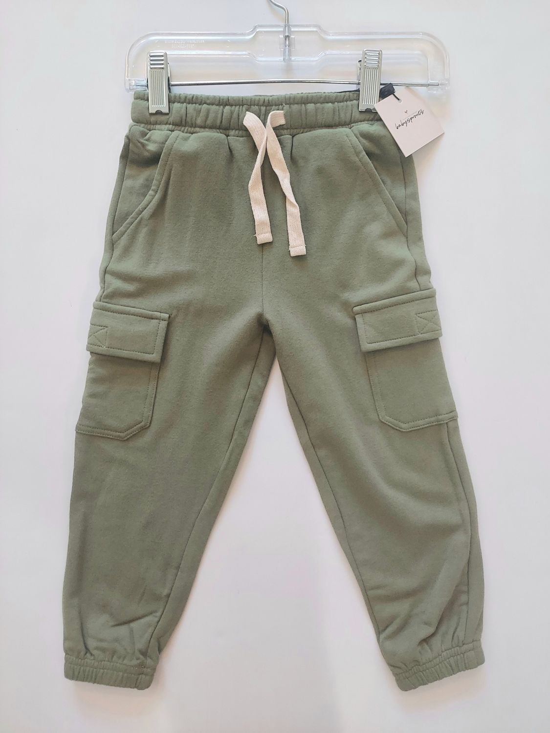 Baby Sprouts cotton olive green sweatpants- cargo pockets
