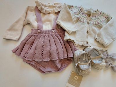 New Fall Mayoral 3 pc. cotton sweater with suspender skirt and ivory top