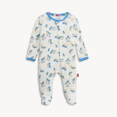 Magnetic Me  "penguin waffle" eco friendly organic cotton/modal blend magnetic footie-