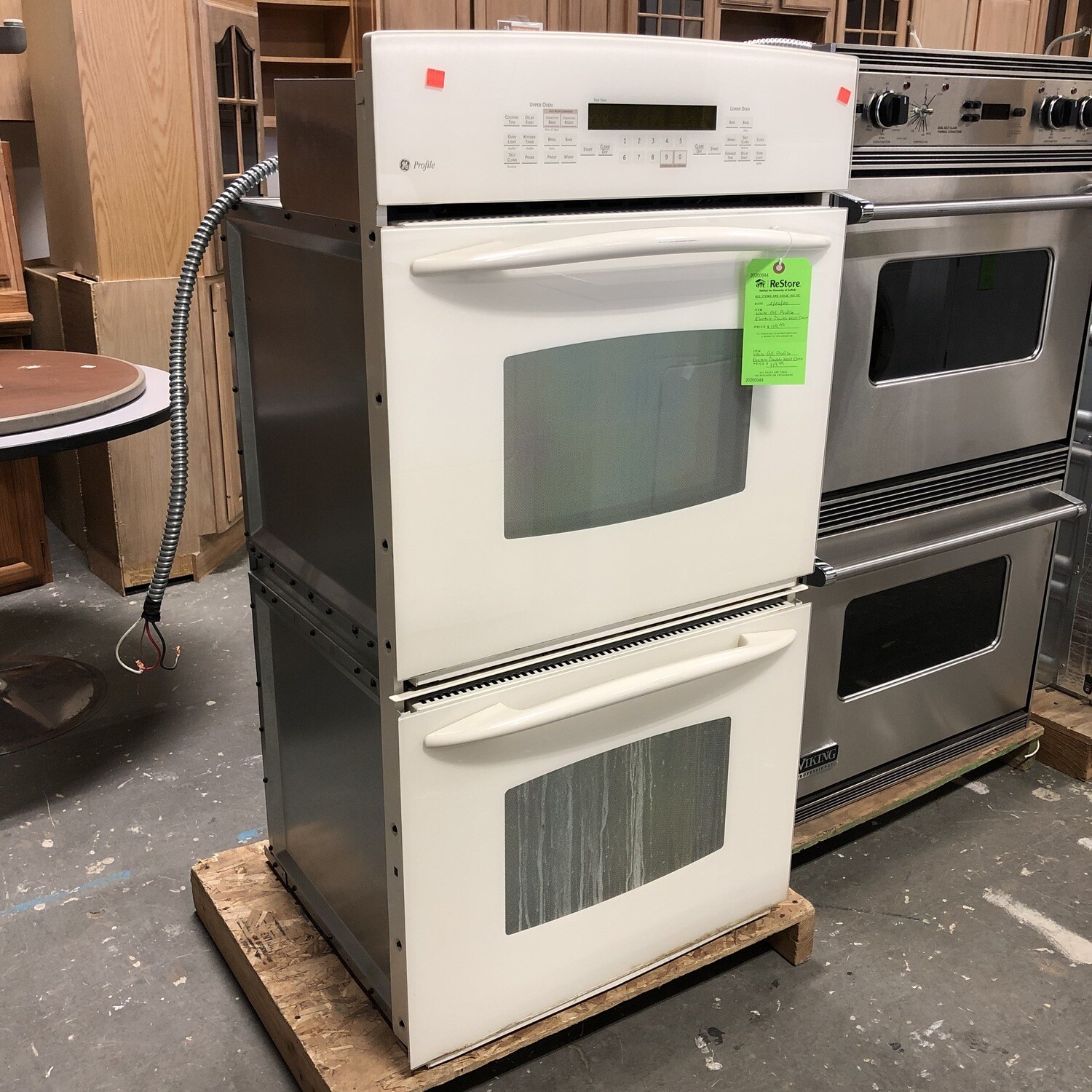 White GE Profile Electric Double Wall Oven