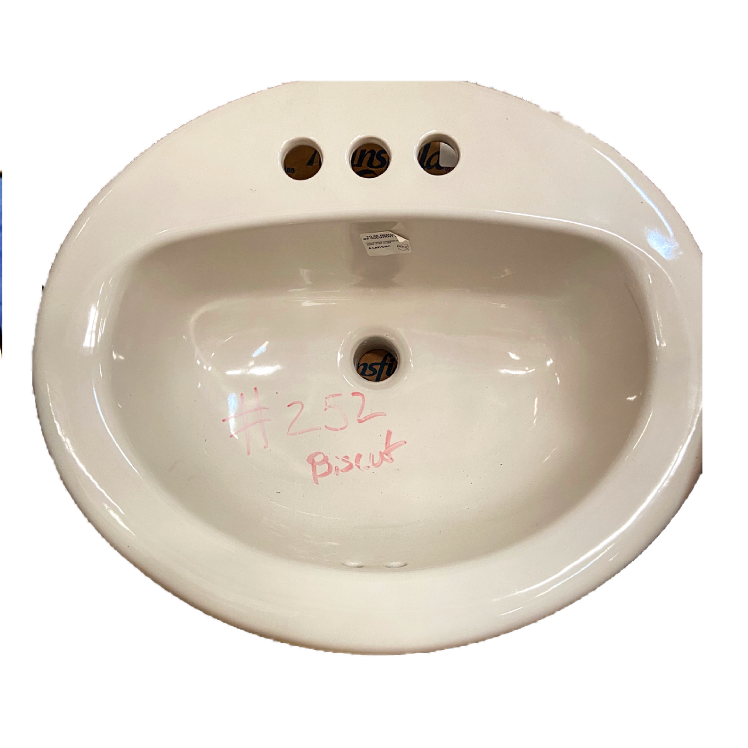 Mansfield Oval Self Rimming Lavatory Sink 252 4" Biscuit 