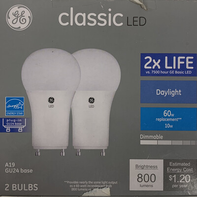 GE Classic LED GU24 Base Daylight Light Bulb 2 pack 