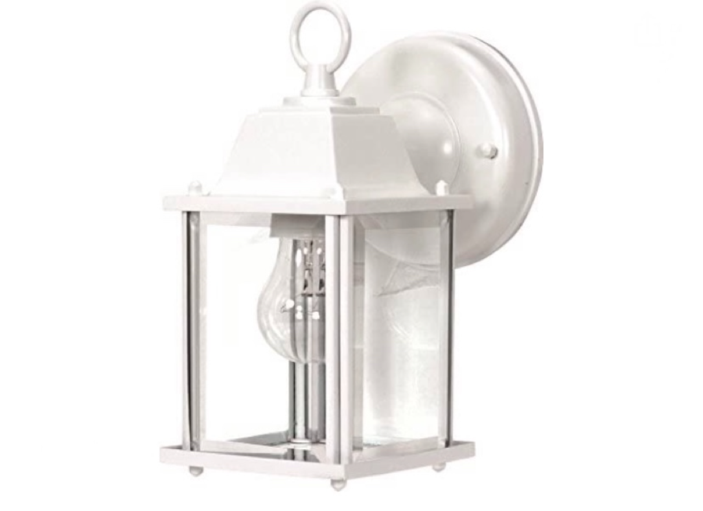 Nuvo One Light Outdoor Wall Mount, Small Cube Lantern, White 60-636