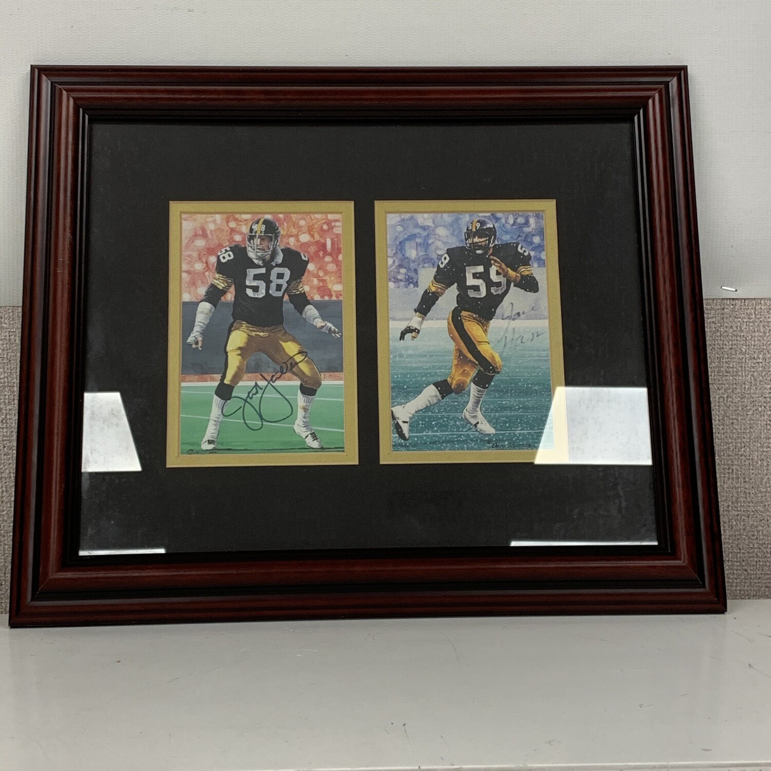 Authentic Signed Steelers Jack Lambert & Jack Ham Goal Line Art 