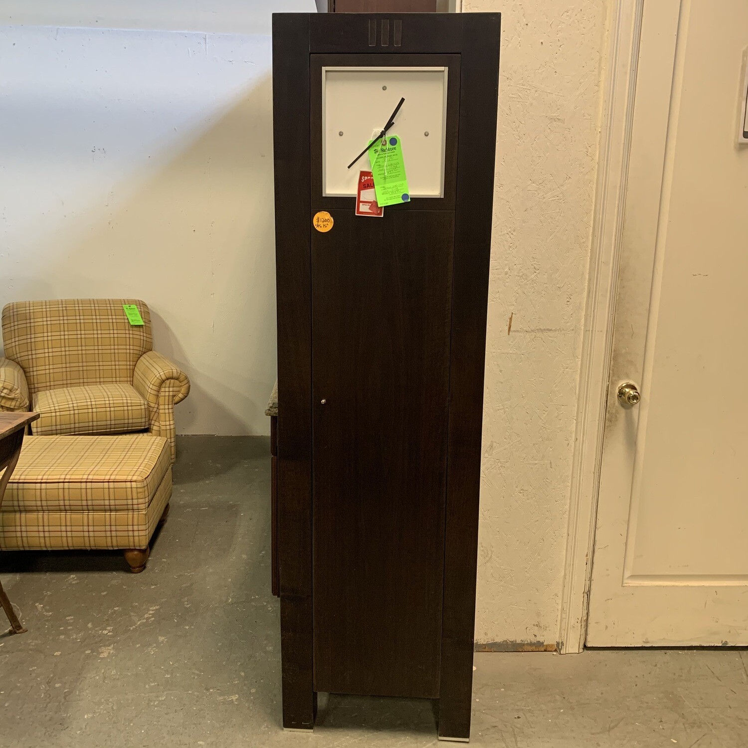 Brown Shelving Unit Clock