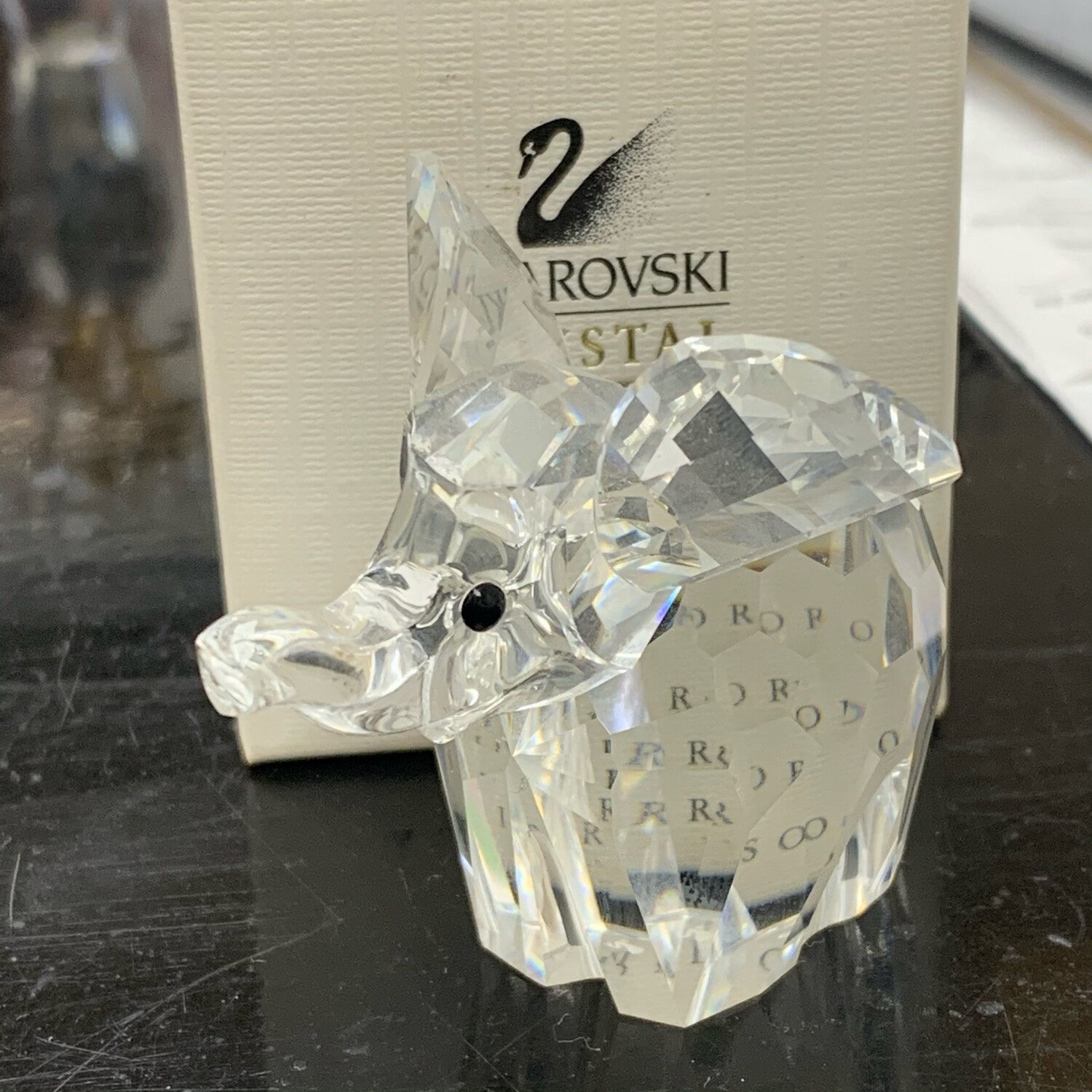 Swarovski Crystal Elephant With Frosted Tail 