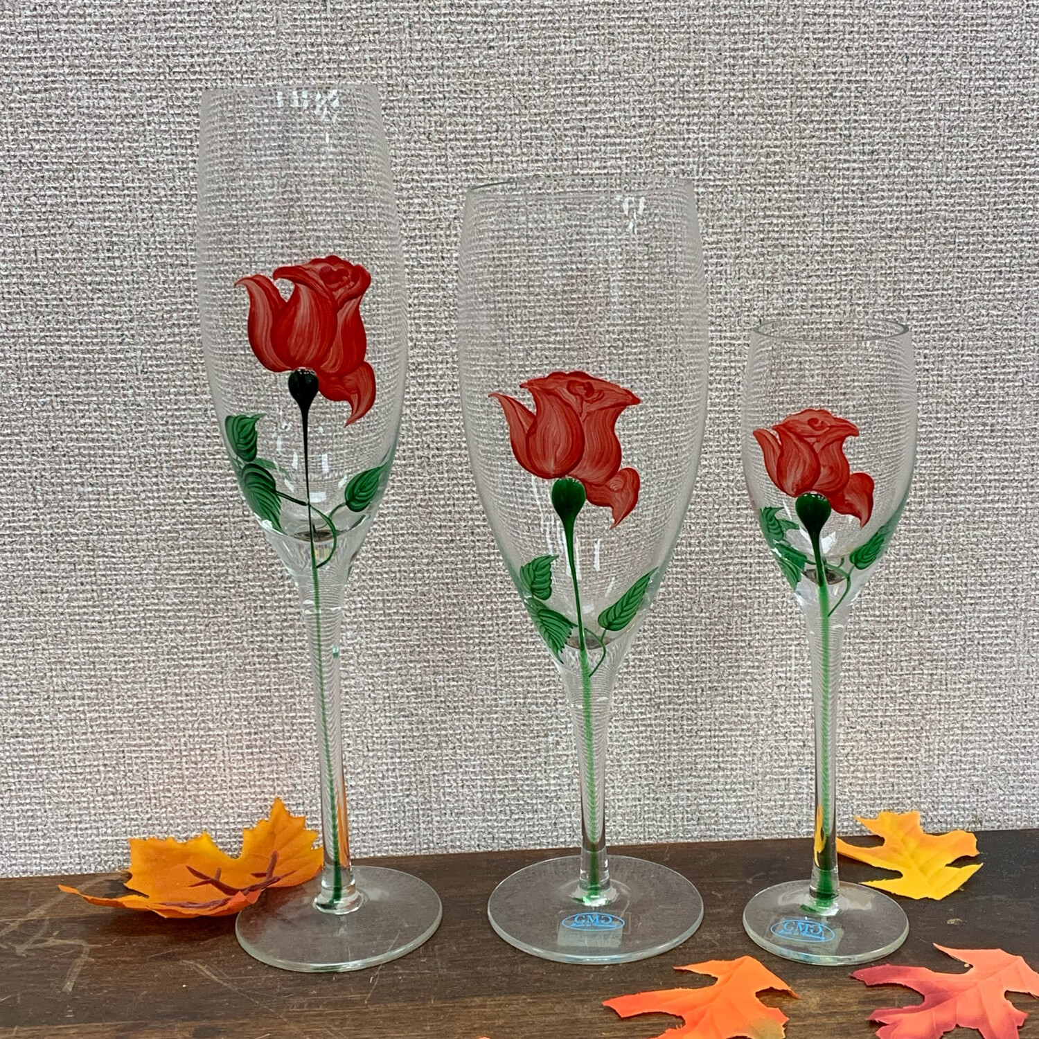 Set OF 3 Hand Painted Glasses