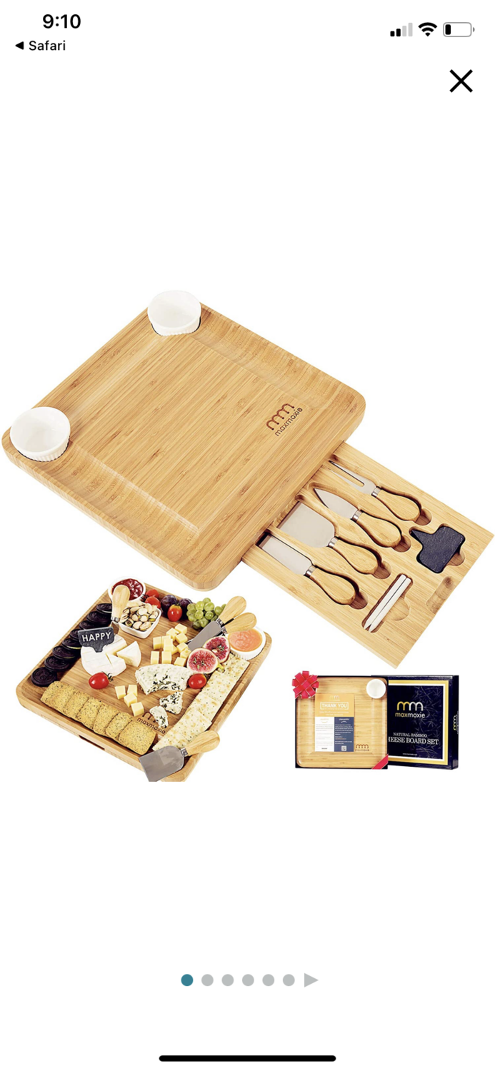 Maxmoxie Natural Bamboo Cheese Board Set