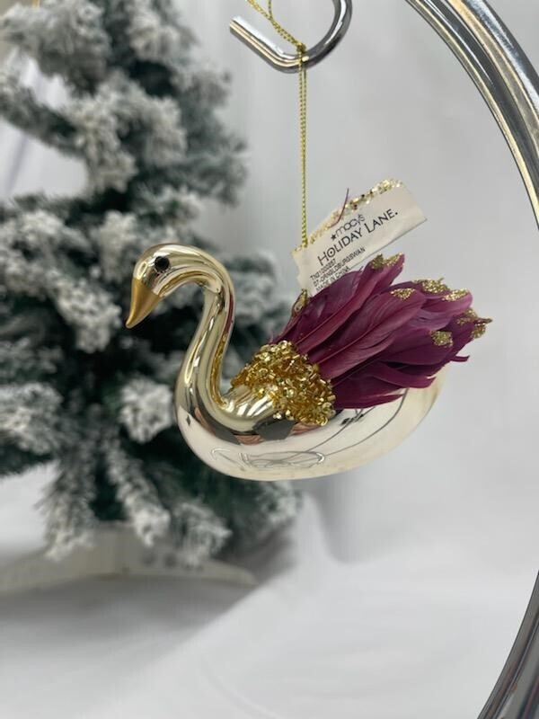 Glass Swan Ornament