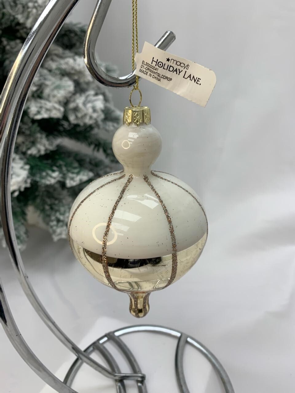 Ivory and Gold Glass Ornament