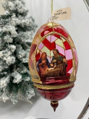 Holy Family Glass Ornament