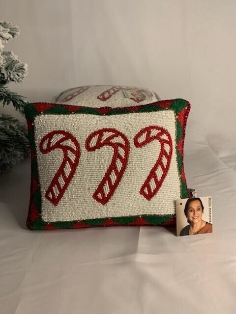 Bloomingdales Handcrafted Candy Cane Pillow