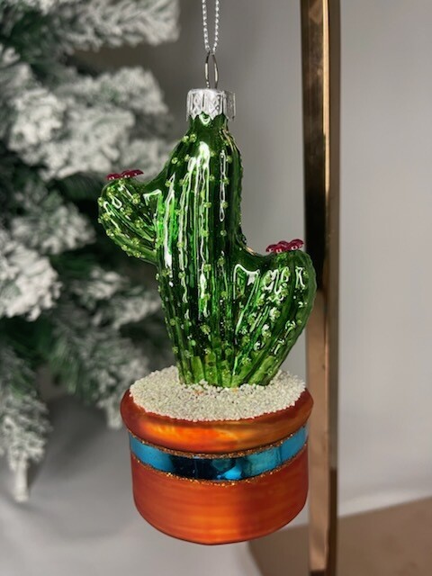 Glass Cactus Ornament