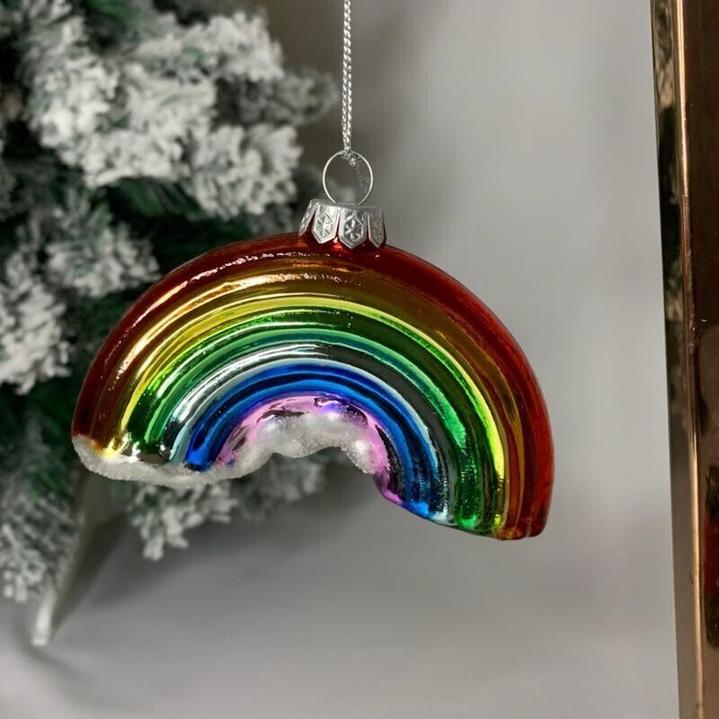 Bloomingdales Rainbow Glass Ornament
