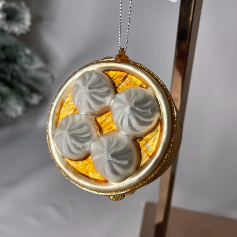 Pot of Dumplings Glass Ornament