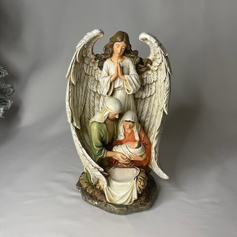 Guardian Angel and Holy Family Figurine