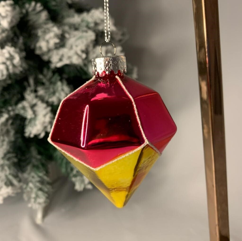 Pink and Yellow Diamond Ornament