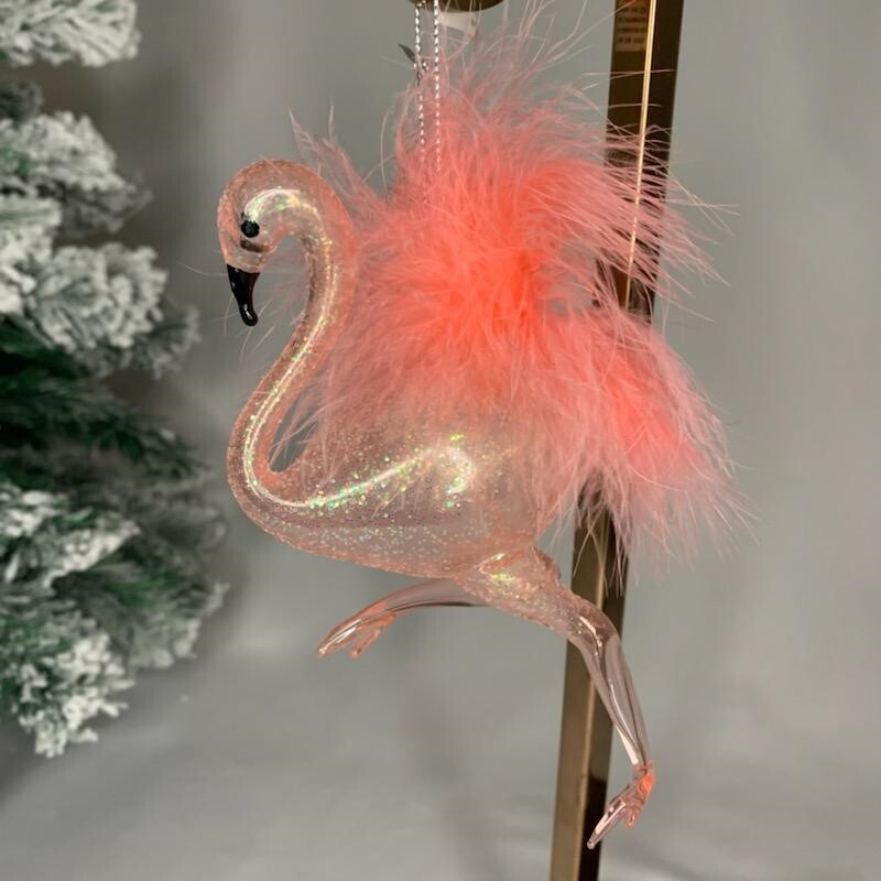 Glass Flamingo Ornament