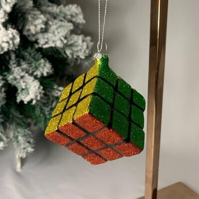 Glass Rubix Cube Ornament