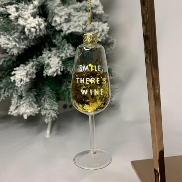 Holiday Lane "Smile There's Wine" Wine Glass Ornament