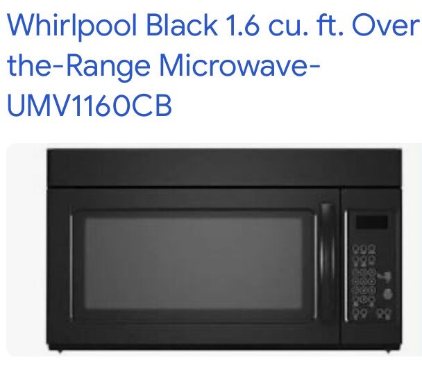 Whirlpool Over Range Microwave
