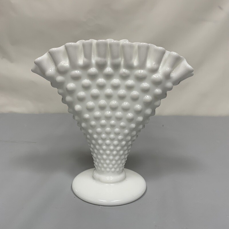 Unique Vintage Fenton Hobnail Milk Glass Bud Vase
