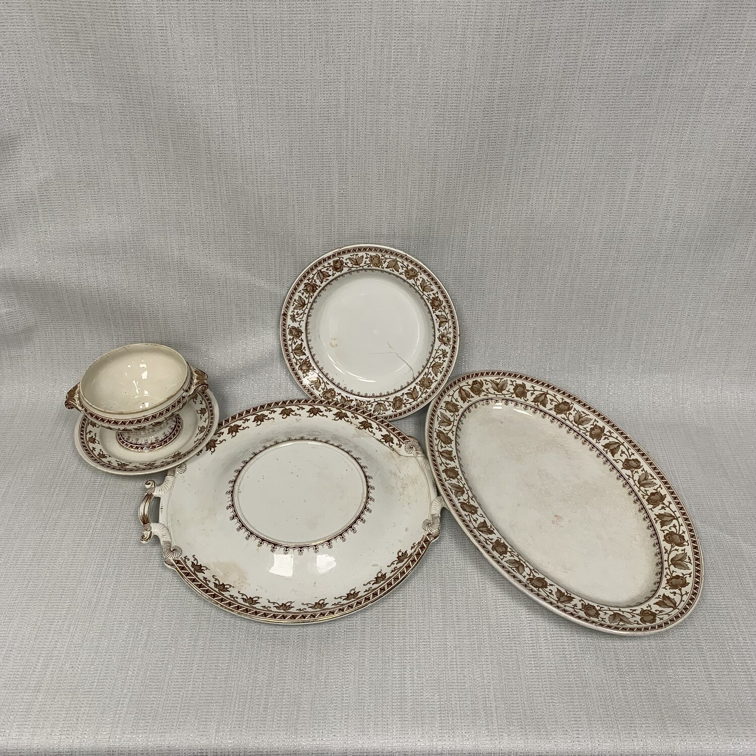 Antique Faience Sarreguemines - Lot of 4 pieces
