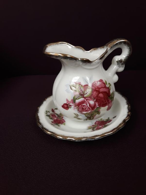 Miniature Floral Pitcher and Bowl