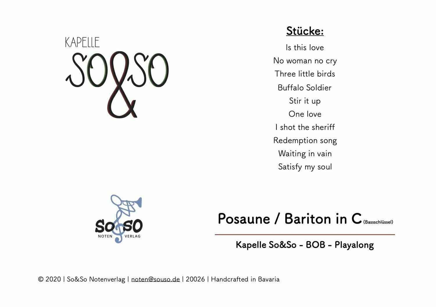 Playalong BOB - Posaune und Bariton in C (Bassschlüssel)  MP3/PDF