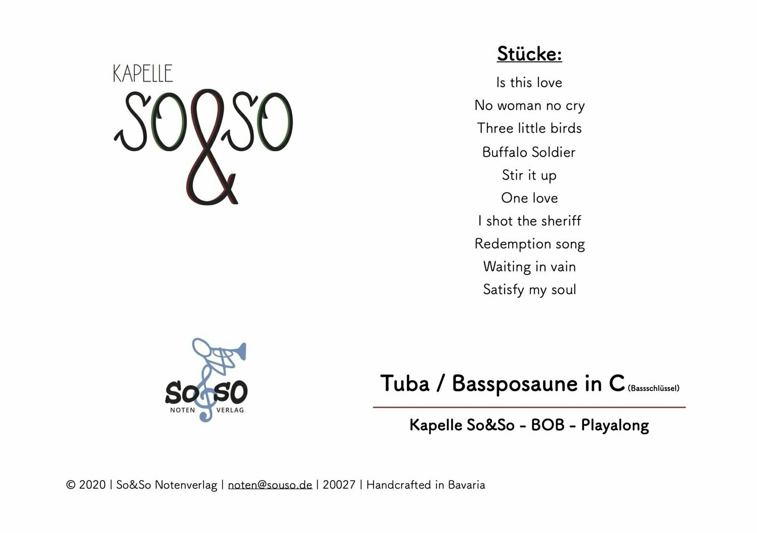 Playalong BOB - Tuba und Bassposaune in C (Bassschlüssel)  MP3/PDF