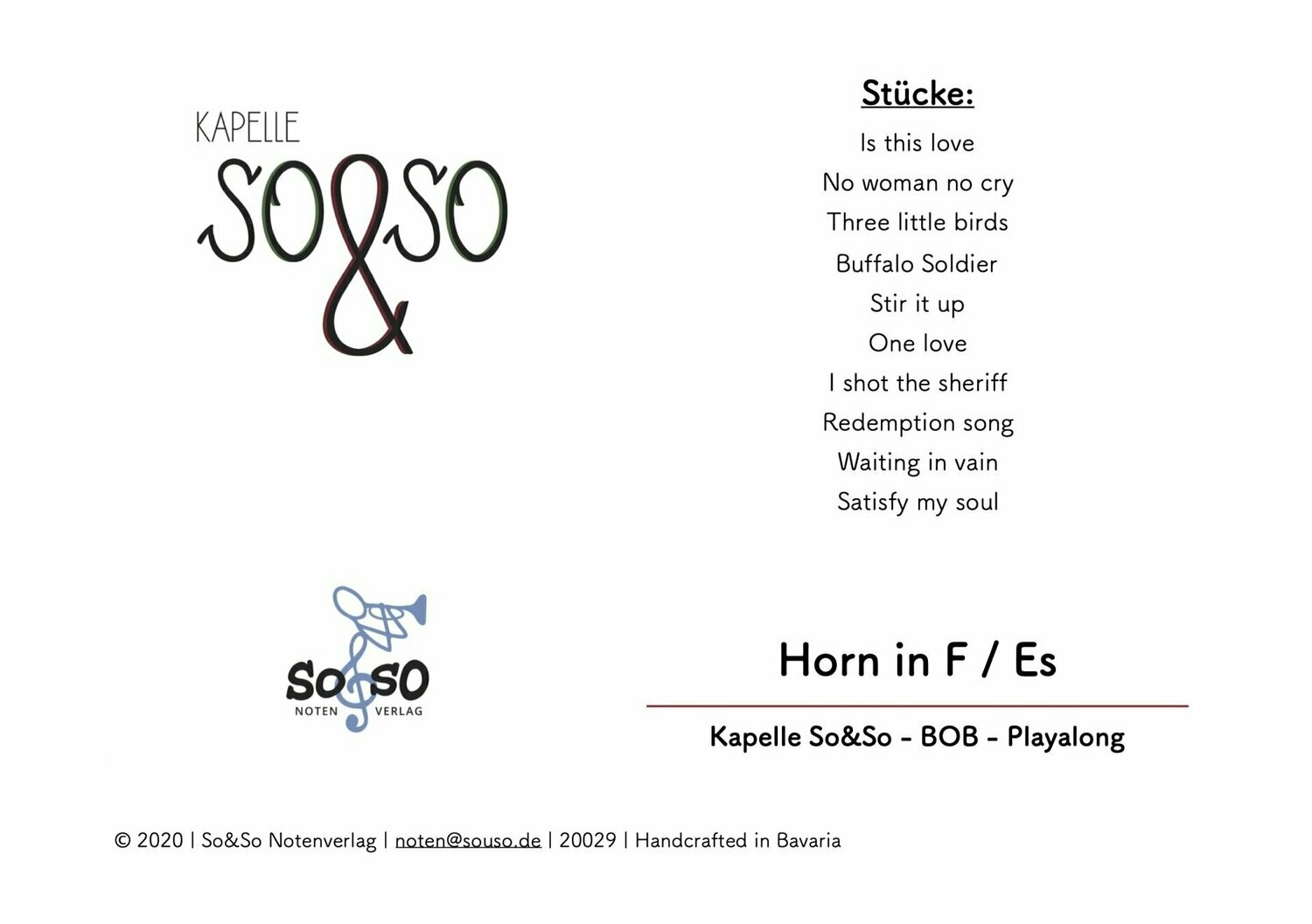 Playalong BOB - Horn in F und Es  MP3/PDF