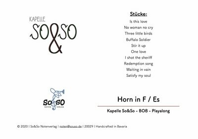 Playalong BOB - Horn in F und Es MP3/PDF