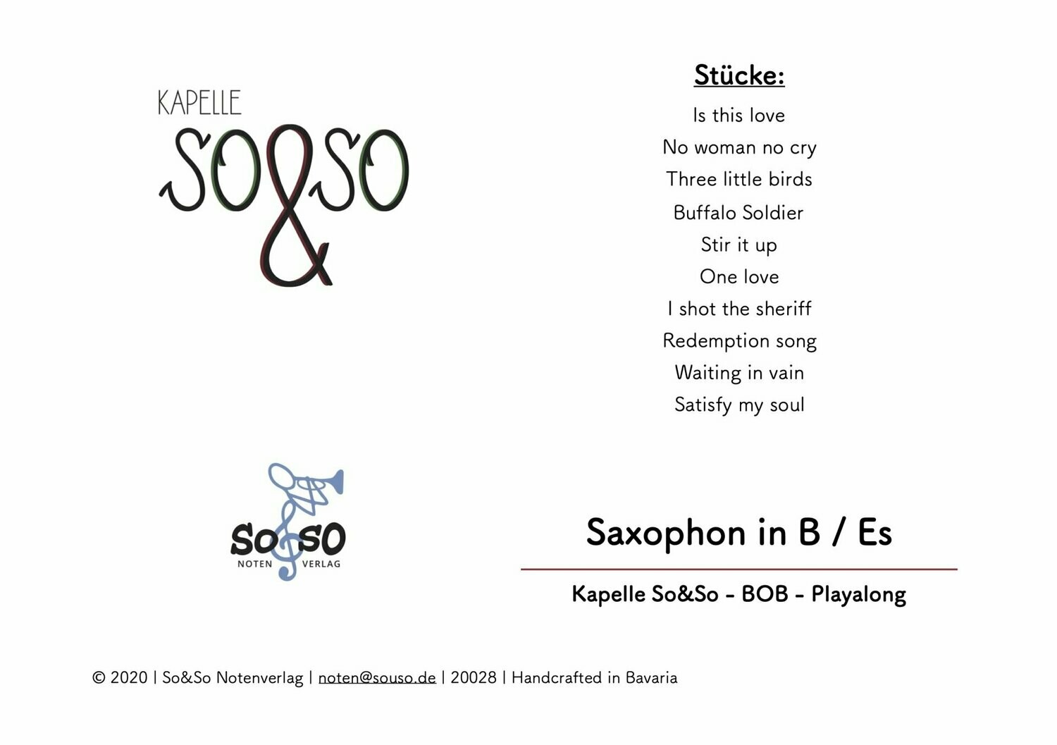 Playalong BOB - Saxophon in B und Es  MP3/PDF