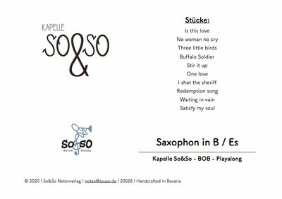 Playalong BOB - Saxophon in B und Es MP3/PDF Playalong BOB - Saxophon in B und Es MP3/PDF
