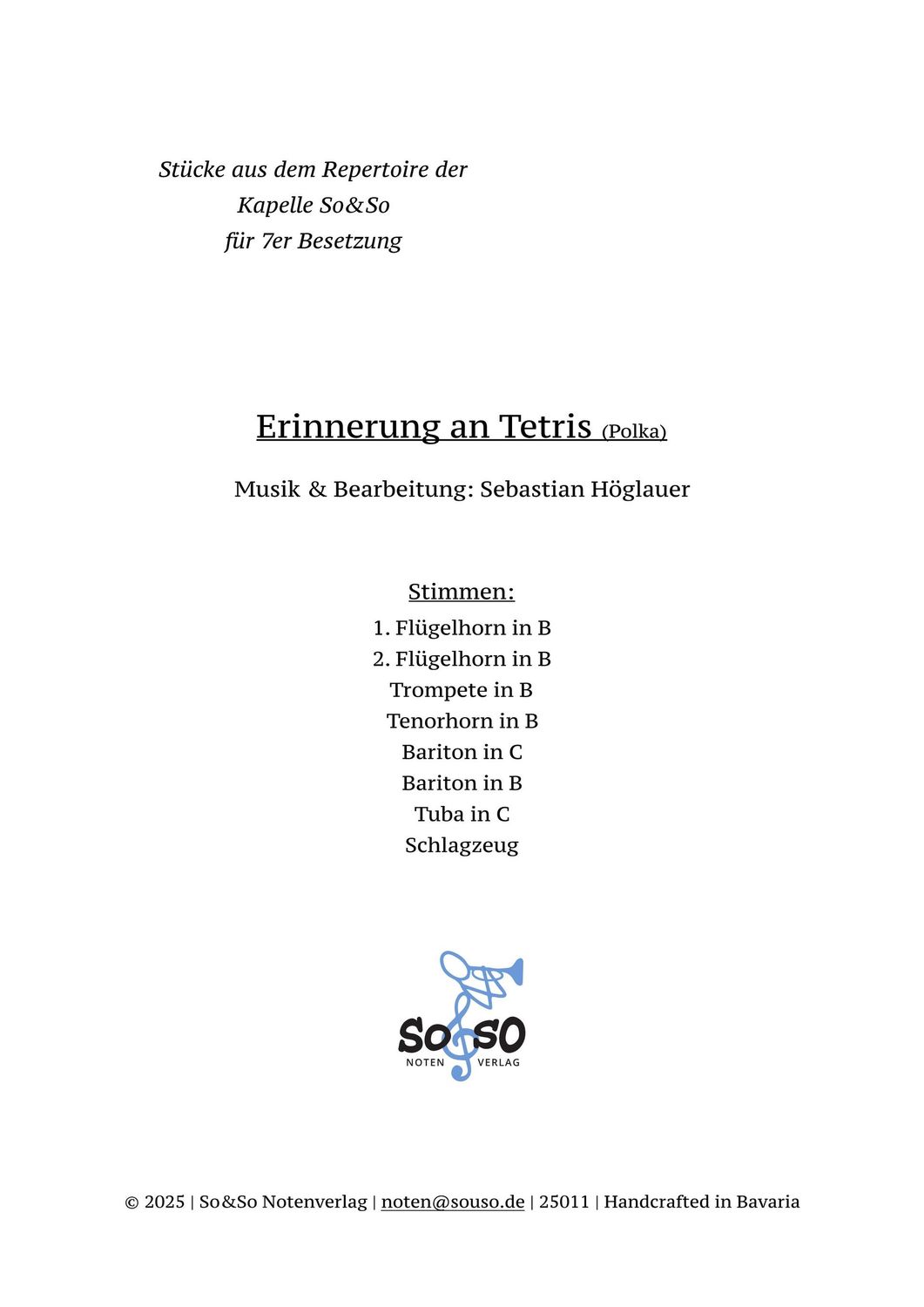 Erinnerung an Tetris (Polka) - 7er Besetzung