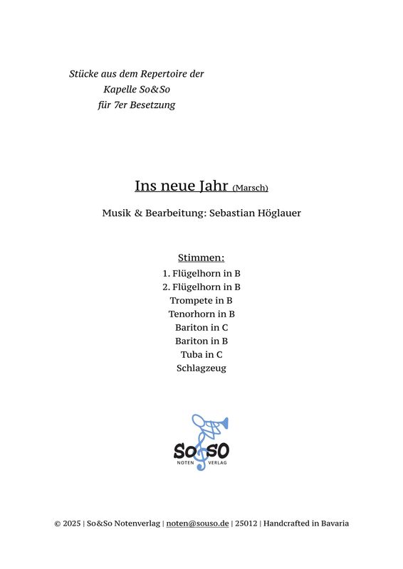 Ins neue Jahr (Marsch) - 7er Besetzung Ins neue Jahr (Marsch) - 7er Besetzung